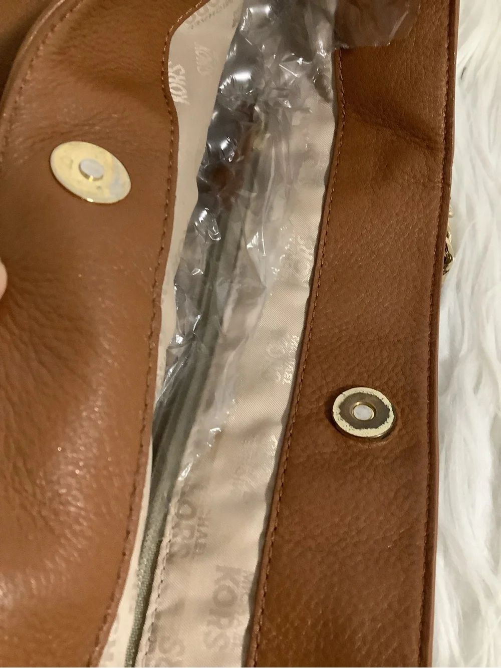 Michael Kors Brown Leather Tote with Gold MK Charm
